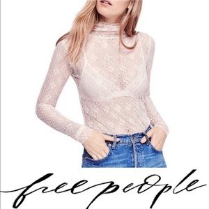 Free People Sweet Memories Lace Turtleneck